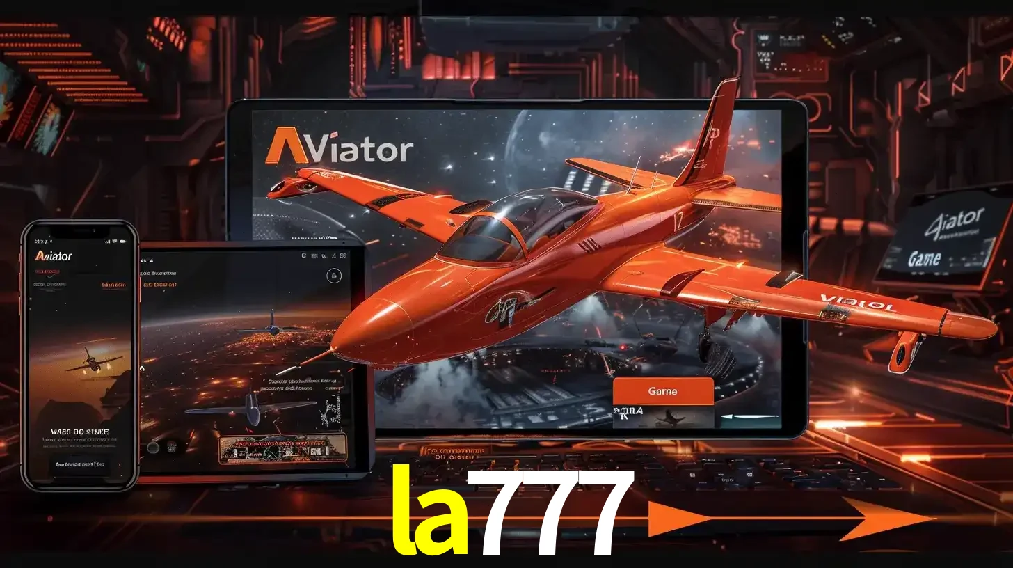 Apresentação tecnológica do jogo Aviator com um avião saindo da tela de um tablet, demonstrando a experiência imersiva em múltiplos dispositivos no la777.