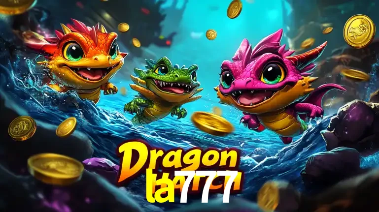 Arte promocional do jogo Dragon Hatch com três adoráveis dragões bebês nadando entre moedas de ouro, um dos slots mais divertidos para jogar no cassino la777.