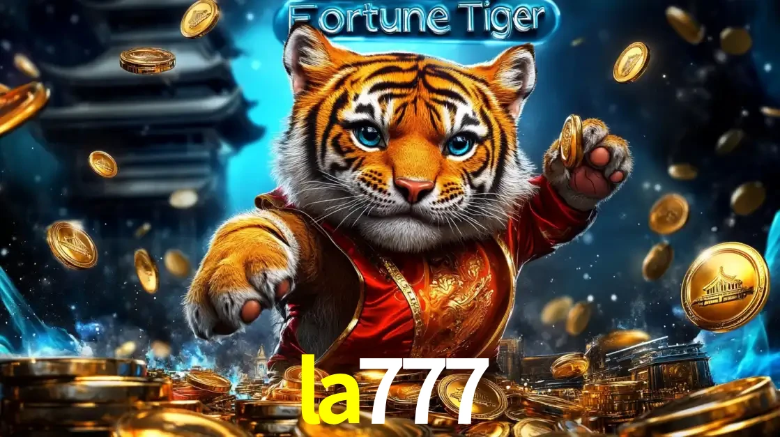 Imagem promocional do jogo de slot Fortune Tiger, com um tigre majestoso em traje tradicional cercado por uma fortuna em moedas de ouro, disponível agora no cassino la777.